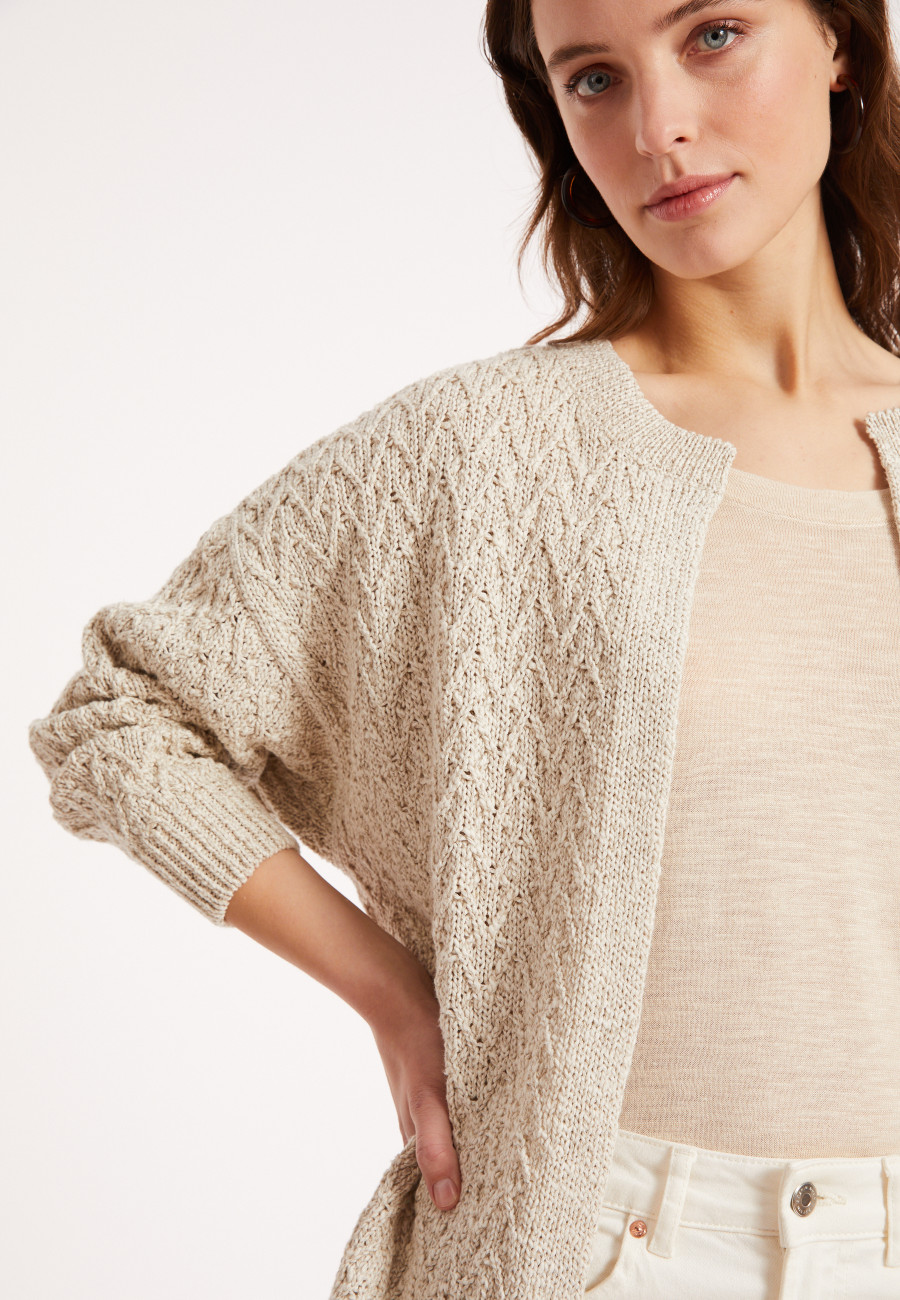 Long open cardigan in cotton and linen - Polenia