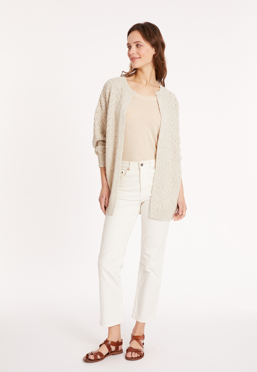 Long open cardigan in cotton and linen - Polenia