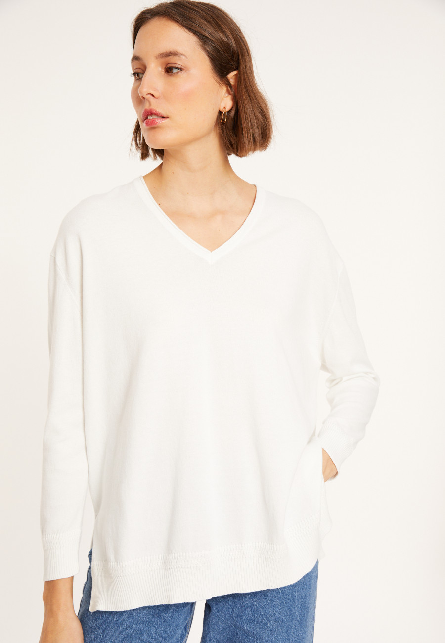 Pull ample col V en coton - Meve