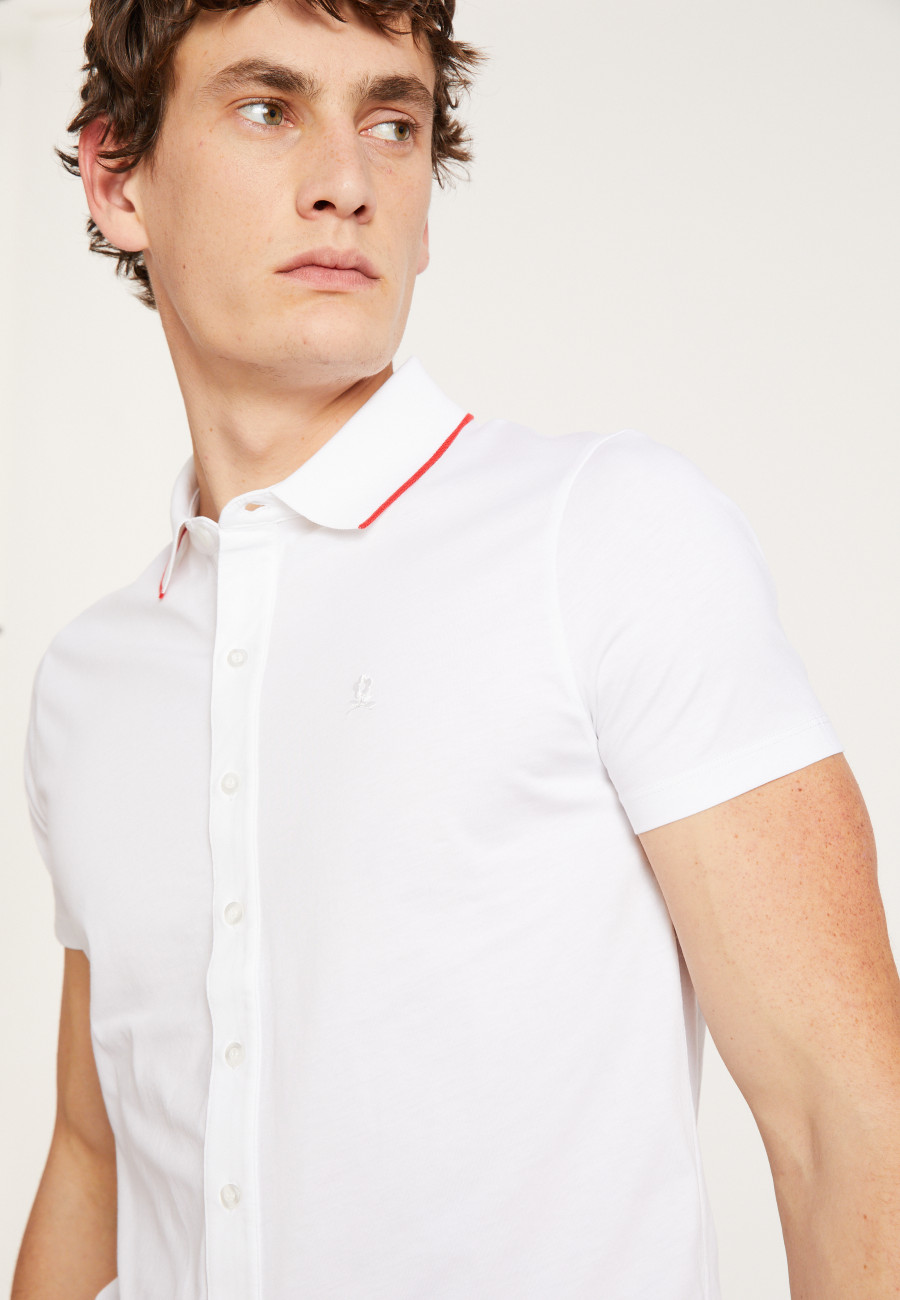 Chemise manches courtes en coton jersey - Baccara 6800 - 02 Blanc