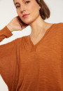 T-shirt oversize col v en lin flammé - Beja 8030 cannelle - 07 Marron