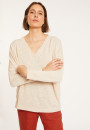 T-shirt oversize col v en lin flammé - Beja 8020 ficelle - 12 Beige clair