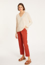 T-shirt oversize col v en lin flammé - Beja 8020 ficelle - 12 Beige clair