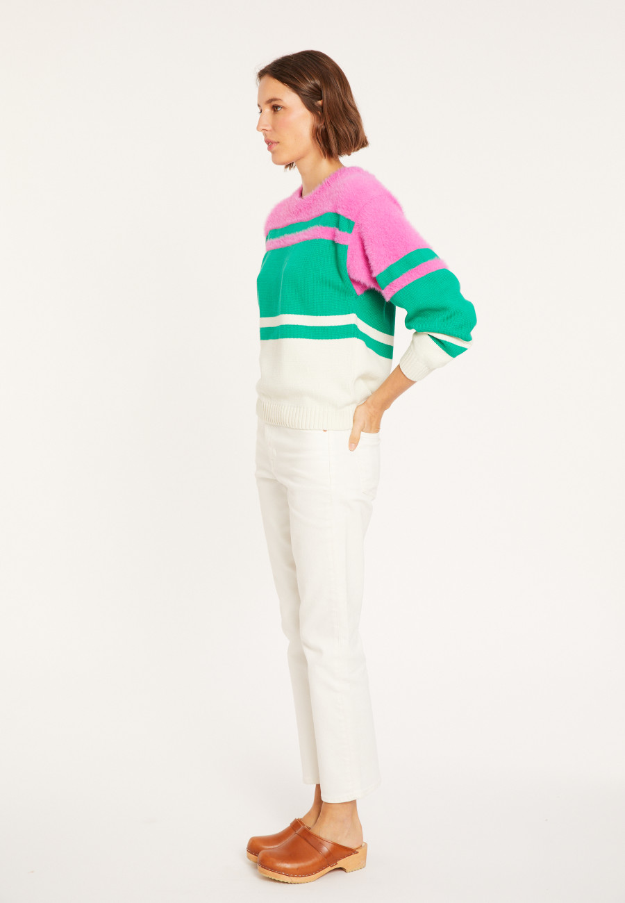 Three-colored cotton sweater - Mavrick