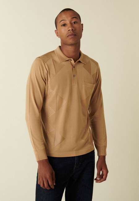 Polo manches longues en Fil Lumière motifs triangles - Dalvini