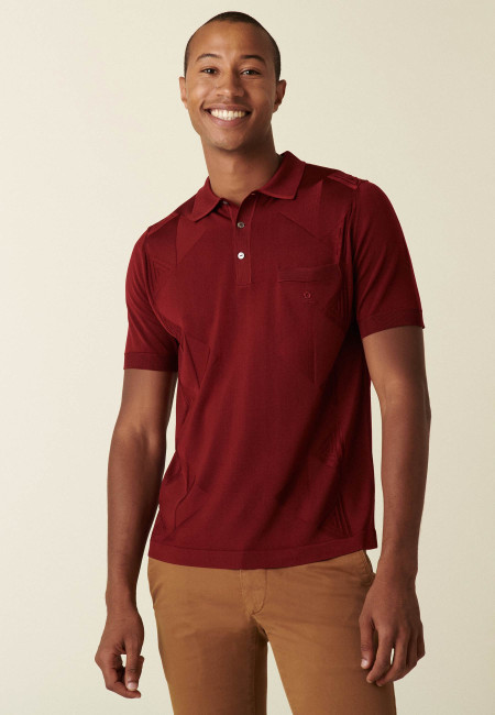 Short-sleeved polo shirt in Fil Lumière with triangles patterns - Dalvin