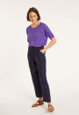T-shirt ample manches coudes en lin flammé - Taslim 8090 - 17 Violet
