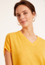 T-shirt ample col V en lin flammé - Marra 8060 - 08 Jaune