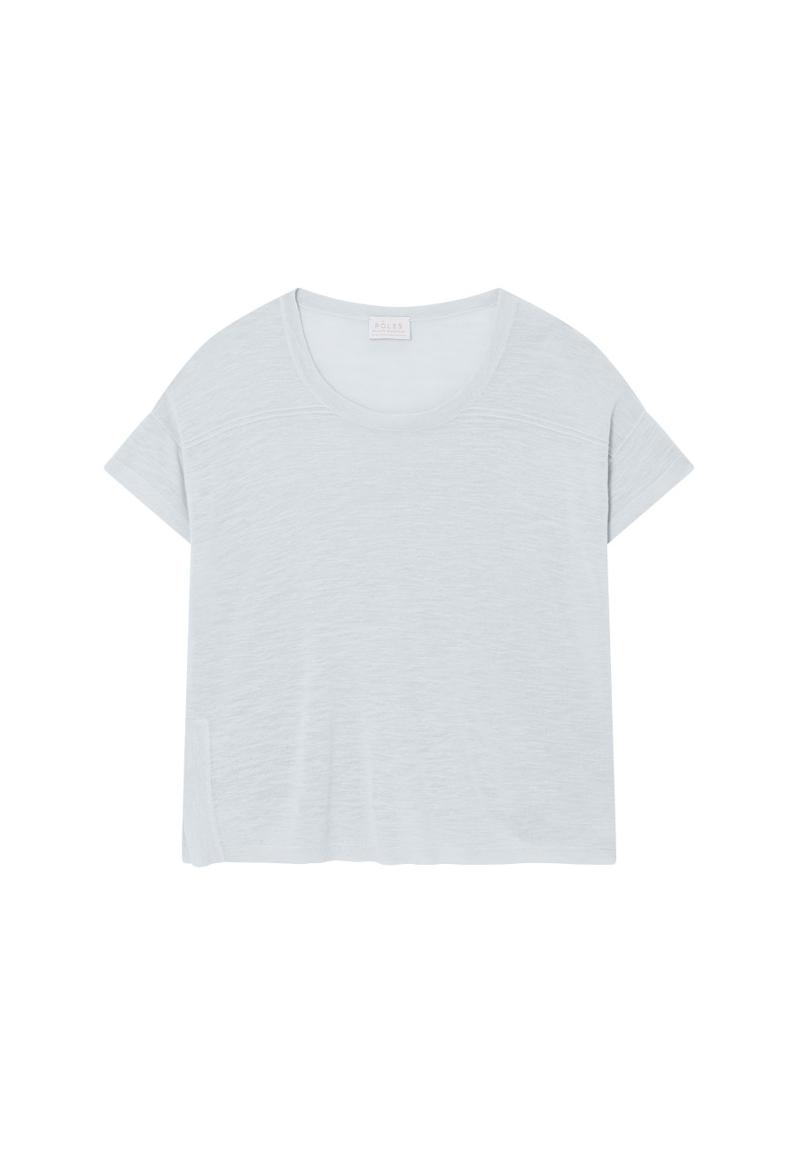 Loose-fitting round-neck flamed linen T-shirt - Pavot