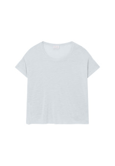 T-shirt ample col rond en lin flammé - Pavot