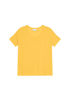 T-shirt ample col rond en lin flammé - Pavot