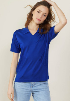 Short-sleeved patterned polo shirt - Angie