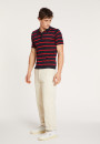 Polo homme en Fil Lumière à rayures Harold 5977 - 05 Bleu marine