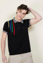 Polo bandes colorées - Barak 0307 noir - 01 Noir