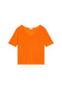 T-shirt manches coudes en lin flammé - Bonbon