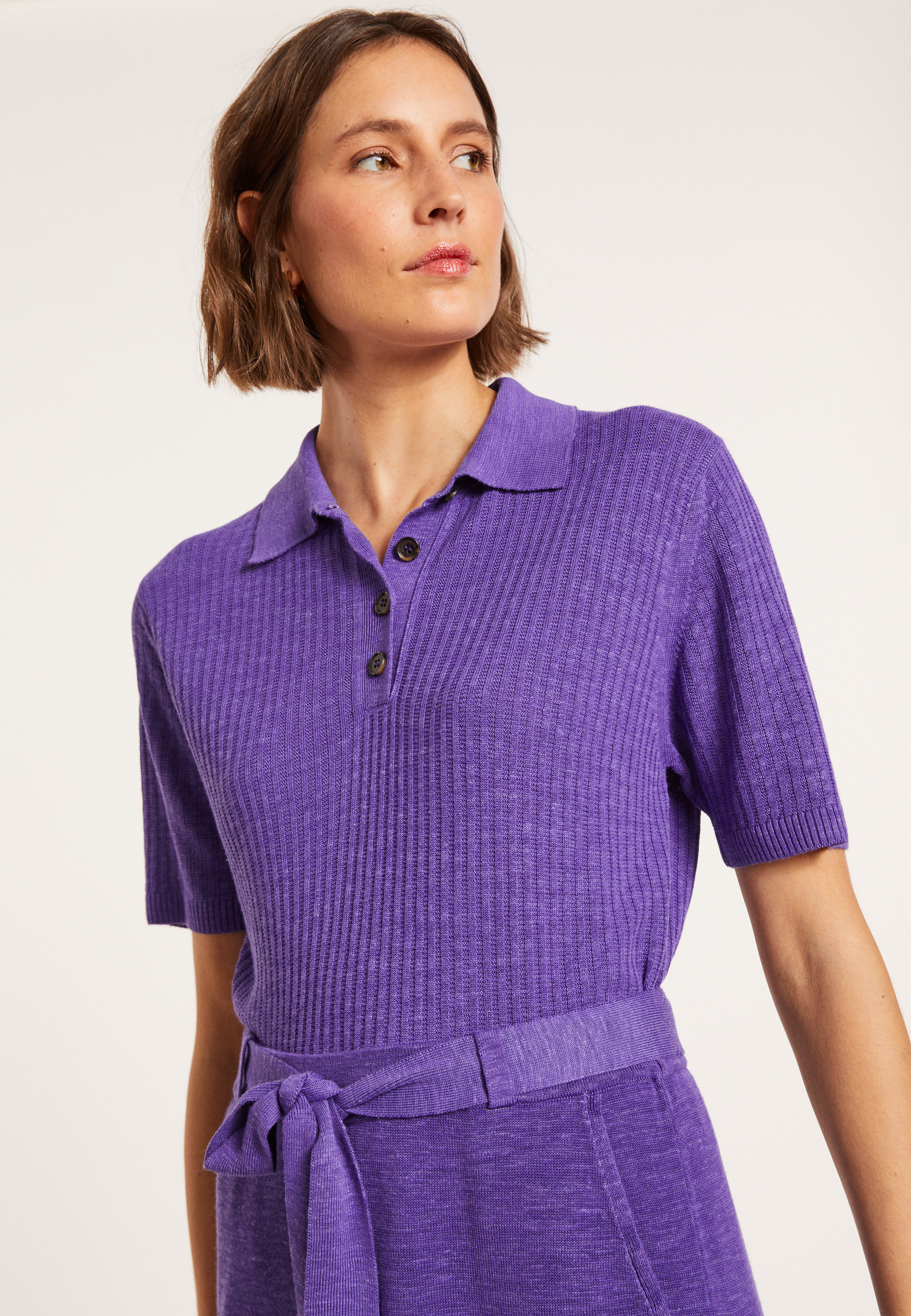 Sweater Purple and Black Cotton, Linen, Cashmere and Silk Ribbed