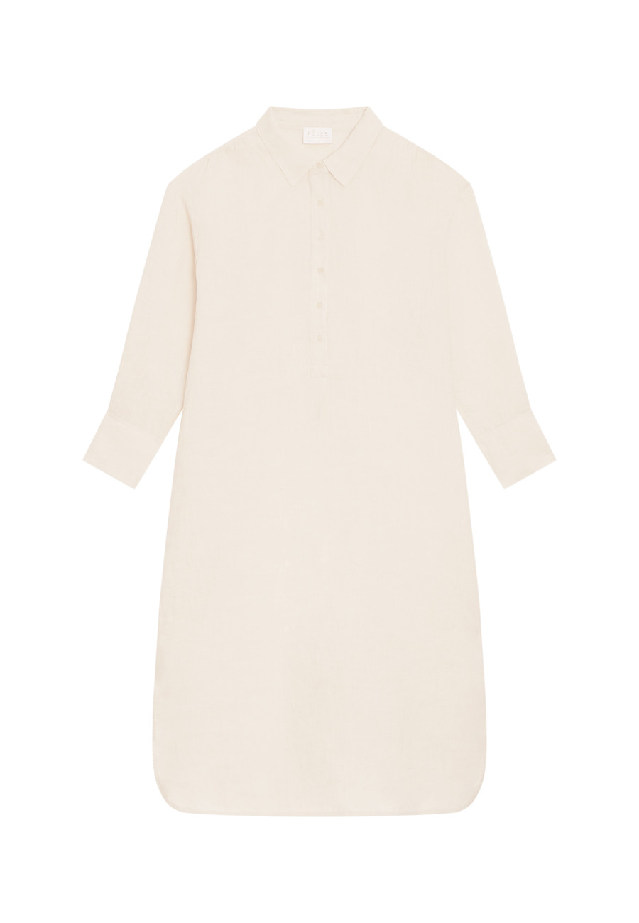 Long dress with polo neck in linen - Valerie