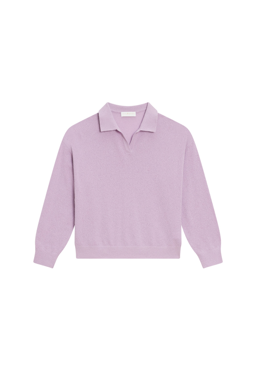 Long sleeve polo shirt in brushed cotton - Melvina