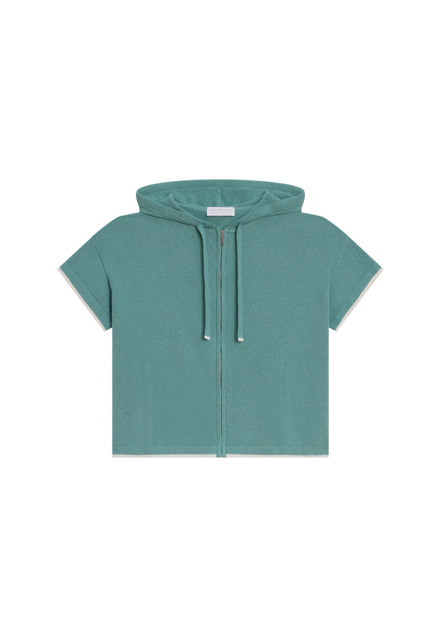 Short sleeve brushed cotton zip-up sweatshirt - Mackenzie