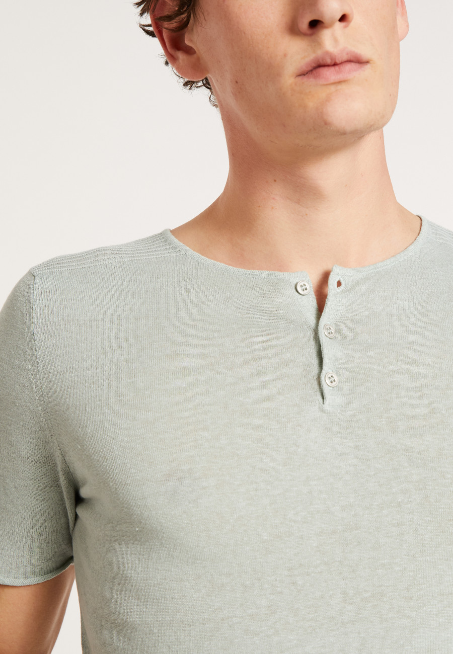 T-shirt col boutonné en lin - Leonce