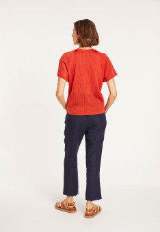 T-shirt à côtes en Fil Lumière - Malory 8081 - 20 Rouge foncé