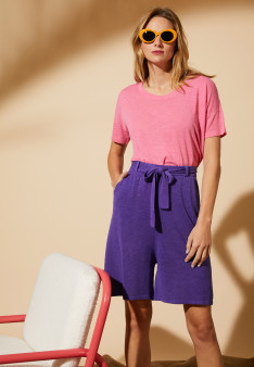 Short fluide en lin flammé - Maceo 8090 - 17 Violet