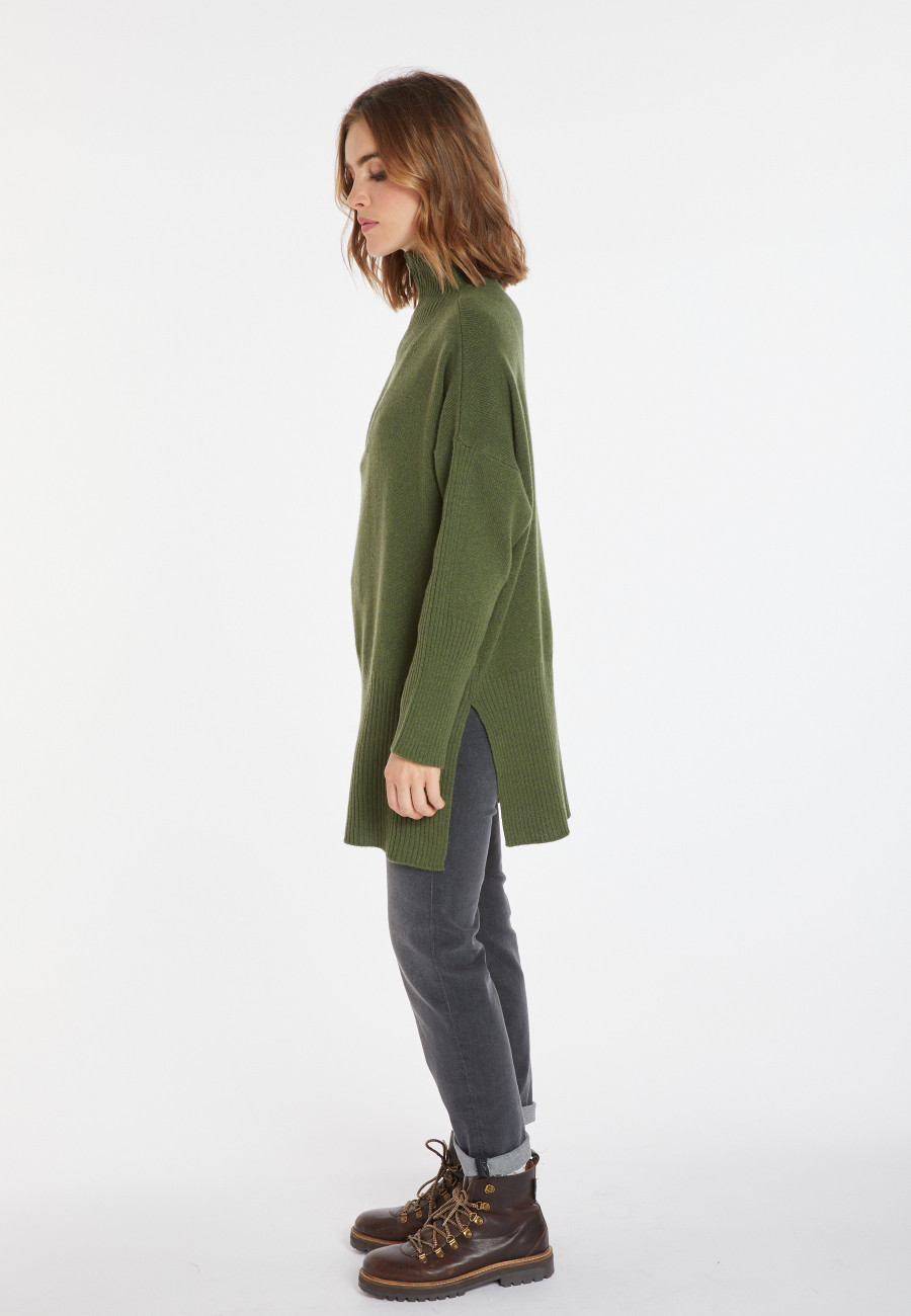 Pull long col zippé en laine et cachemire - Charlotte 8252