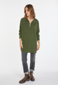 Pull long col zippé en laine et cachemire - Charlotte 8252