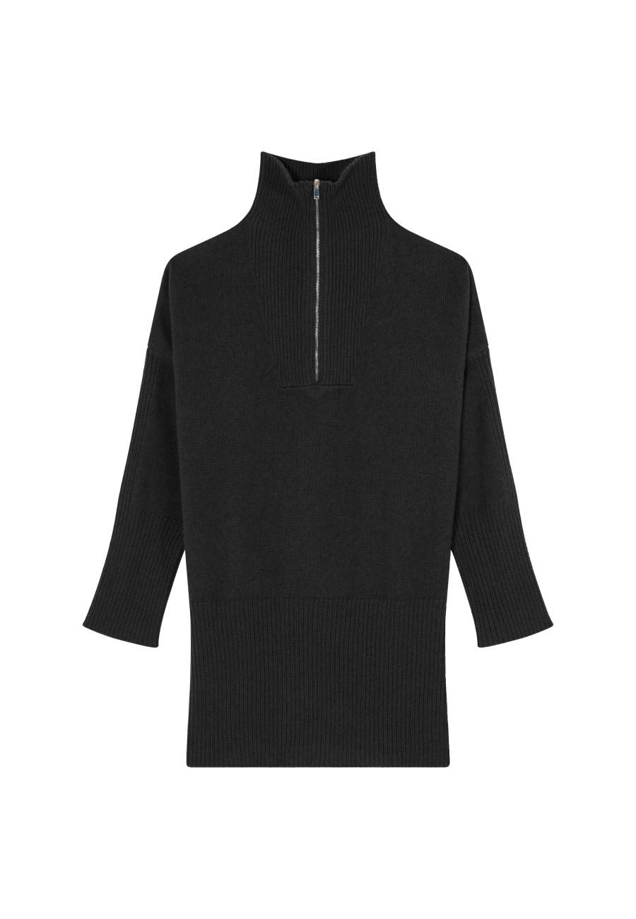 Pull long col zippé en laine et cachemire - Charlotte 8210