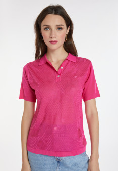 Patterned polo shirt in Fil Lumière - Karin