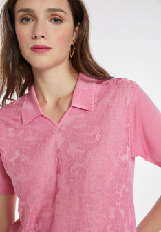 Flower pattern V-neck polo-shirt - Kheira