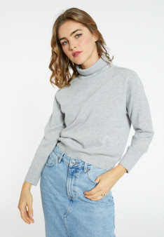 Pull emmanchures marteau en cachemire - Beverly 7013 vapeur - 09 Gris moyen