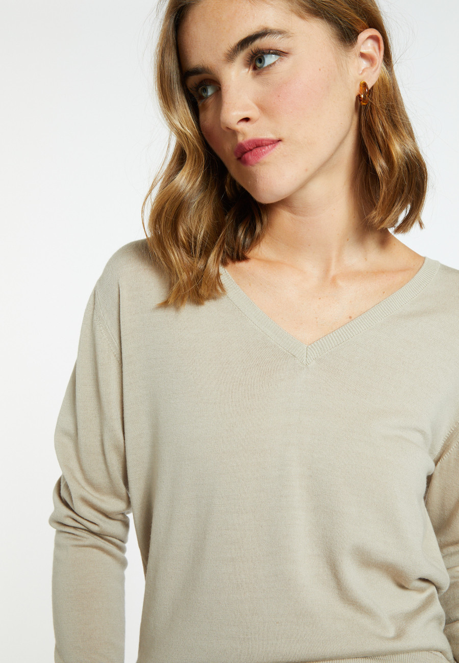 Pull col V en laine mérinos - Arya