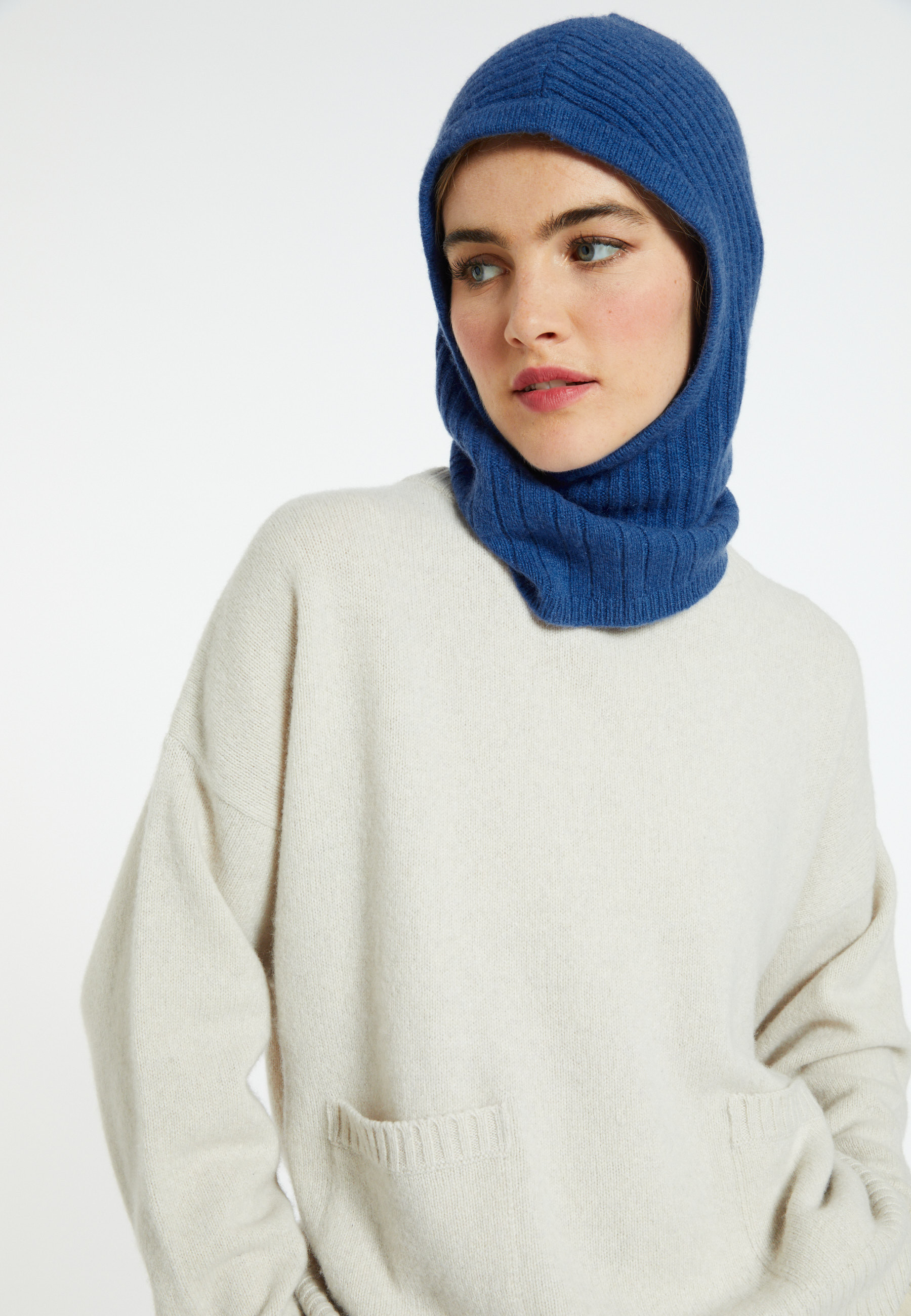 Cagoule femme tricot laine cachemire BH7 hiver cache col