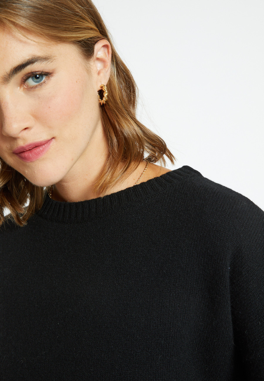 Loose-fitting cashmere and wool sweater with pockets - Davina