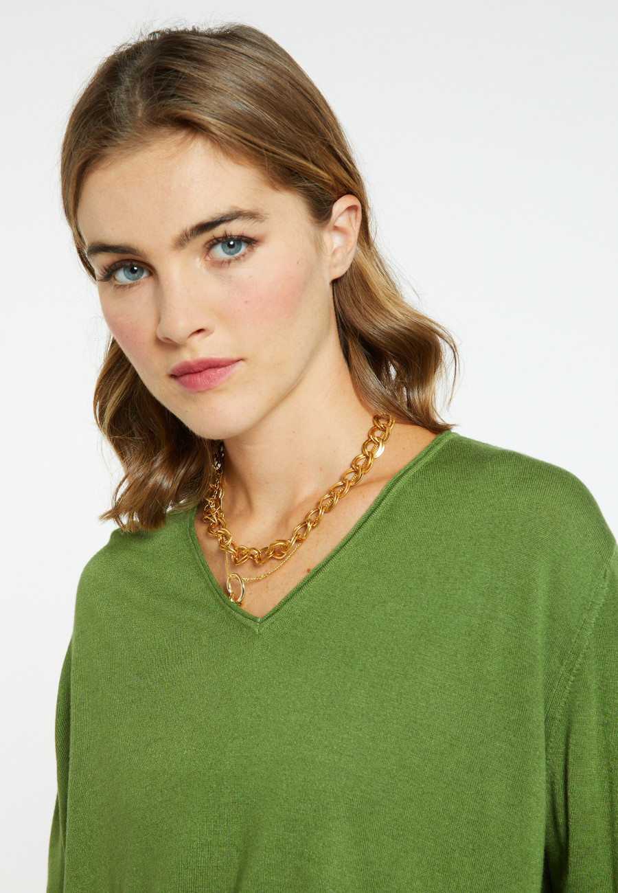 Bamboo cashmere V-neck T-shirt - Aeline