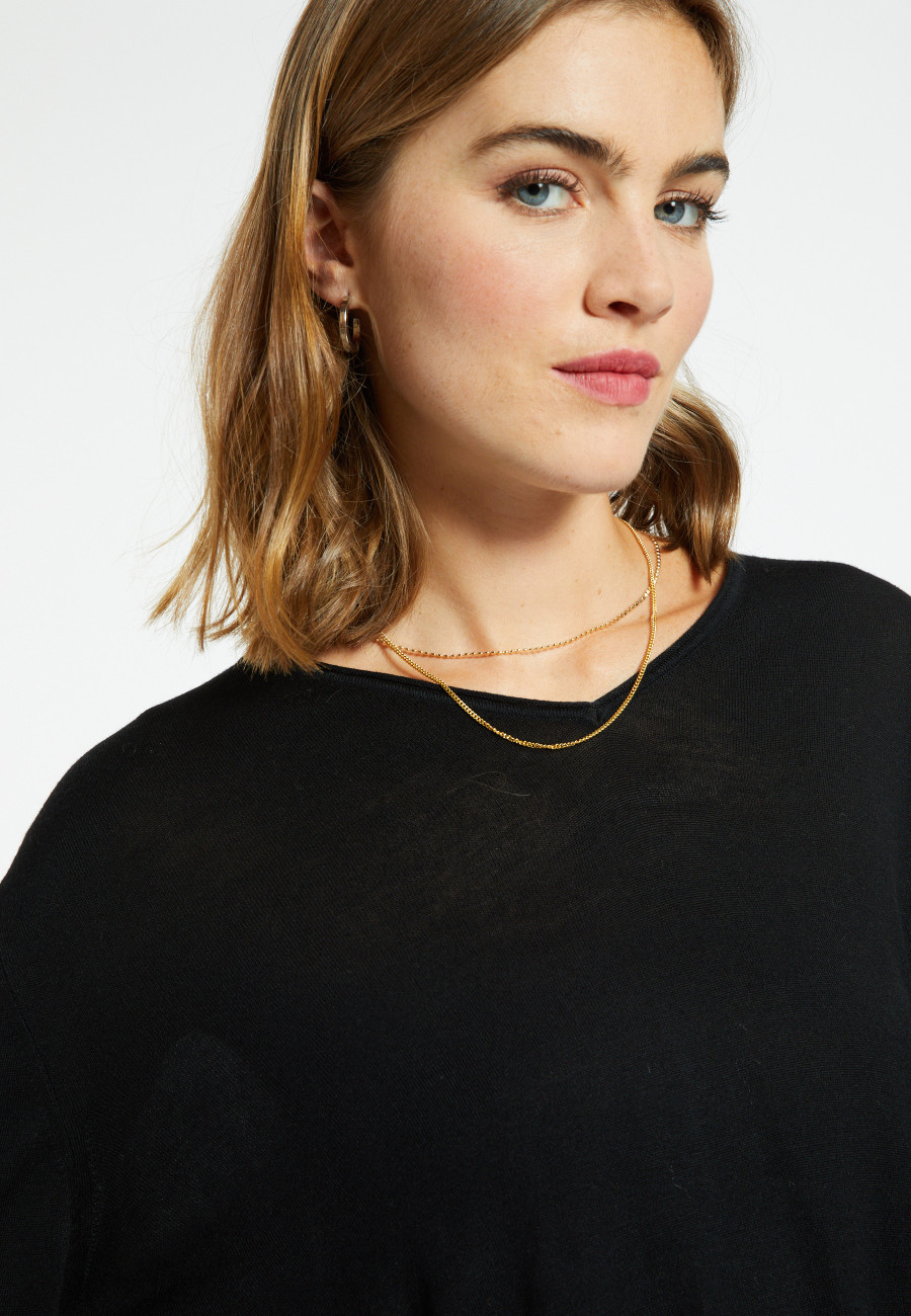 T-shirt col V en fibre de bambou cachemire - Aeline