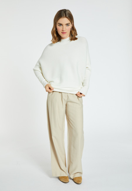 Loose-fitting high-neck wool blend sweater - Caly