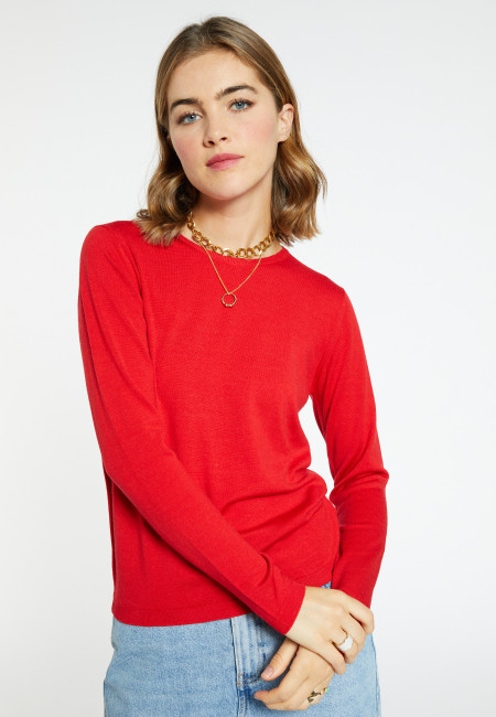 Round-neck merino wool sweater- Bérenice