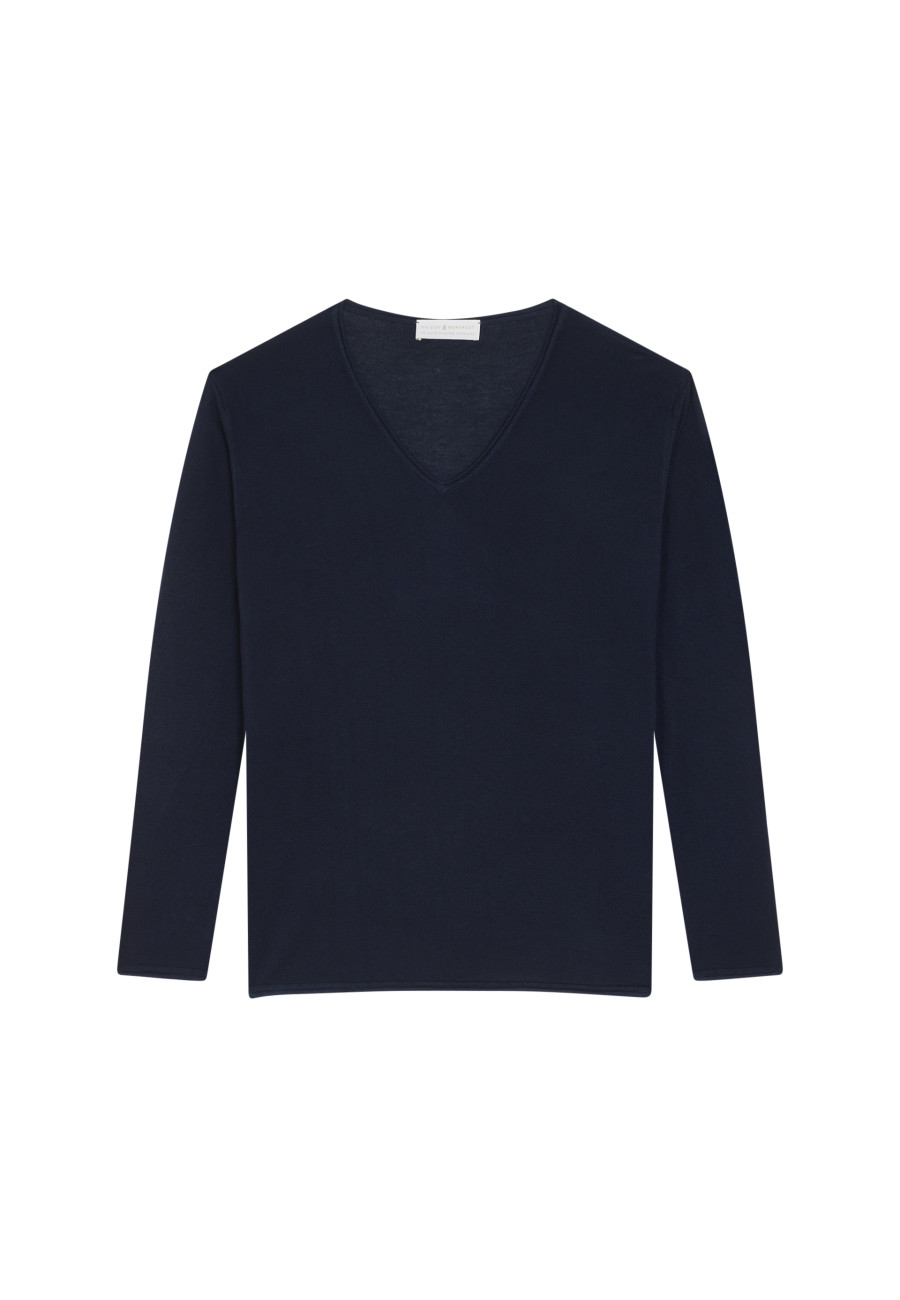 T-shirt col V en fibre de bambou cachemire - Aeline