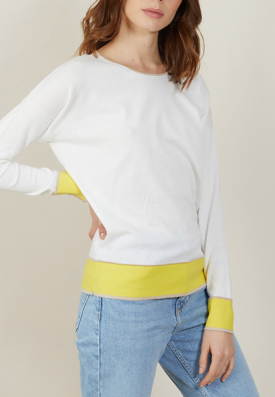 Round-neck tricolor cotton sweater - Nelda