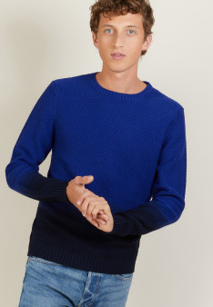 Gradient round neck sweater in cotton and linen - Dante