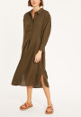 Robe longue col polo en lin - Valerie 8051 cactus - 83 Kaki