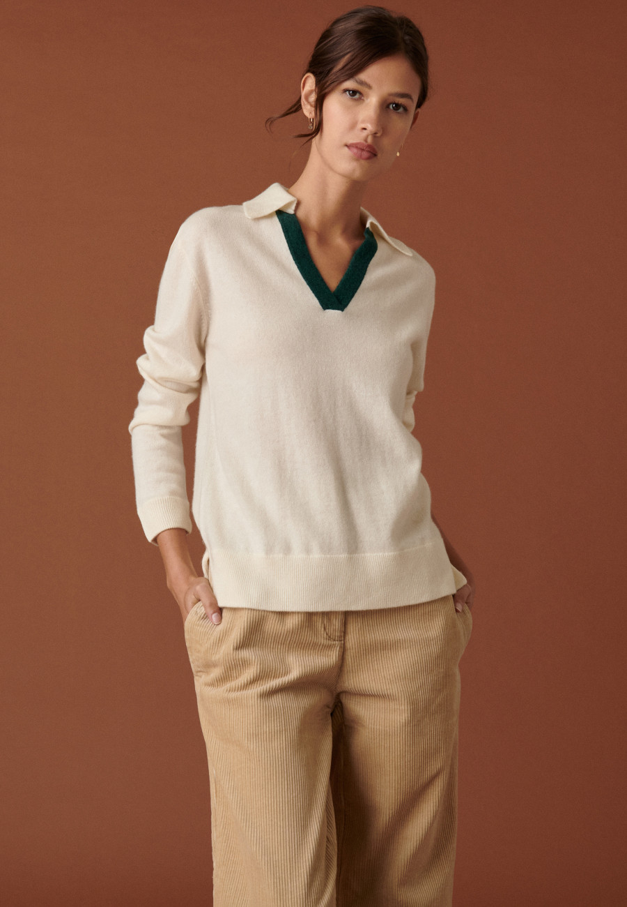 Ribbed cashmere polo neck sweater - Celenie