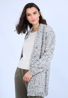 Long gilet en laine chiné - Précieux 6738