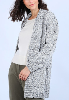 Long gilet en laine chiné - Précieux 6738