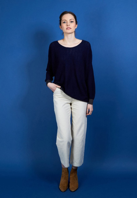Linen cashmere round neck sweater - Amber