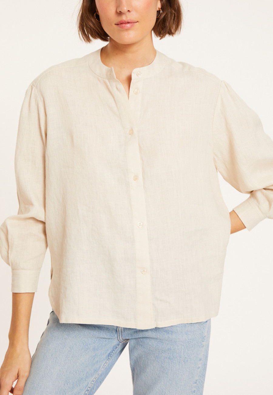 Linen blouse with tunisian collar - Vania
