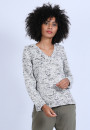 Pull col V chiné - Promesse 6738 gris - 11 Gris clair