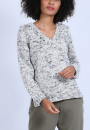 Pull col V chiné - Promesse 6738 gris - 11 Gris clair